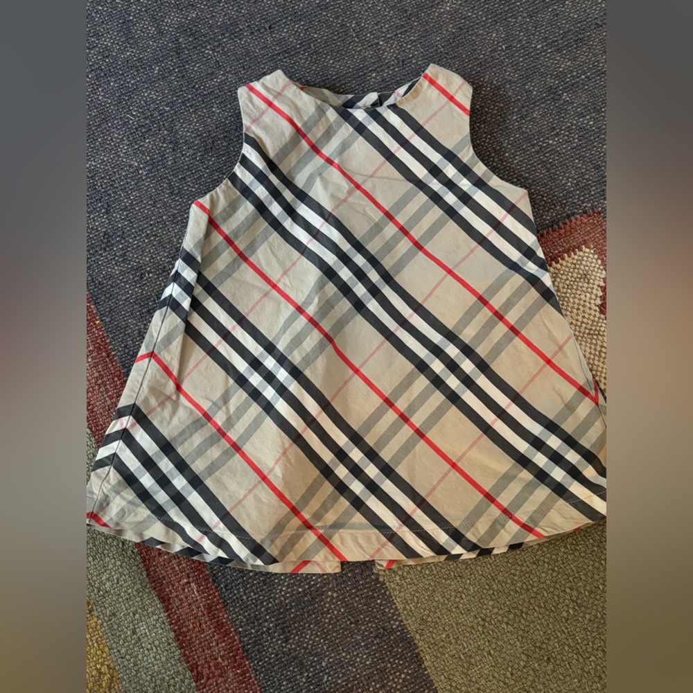 Burberry Kids Checkered Dress in Beige, Black, and Red